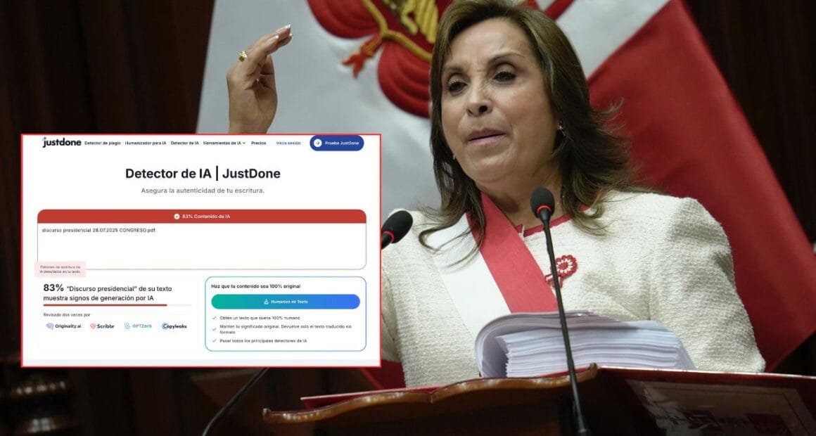 Detectan uso de IA en discurso presidencial de Dina Boluarte