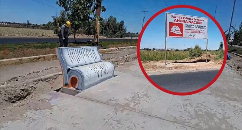 Propaganda política de Jenry Huisa aparece en obra de Majes